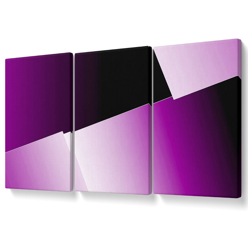 Half Cut Red Canvas 3 Panel Set, Purple, 81.3cm H x 163cm W