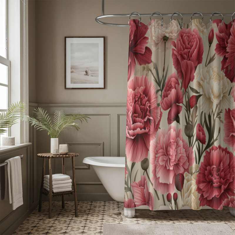 Blooming Carnation - Premium Shower Curtain, 74"H x 71"W