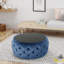 Velours moderne avec capitonnage à boutons, abat-jour bleu foncé, verre trempé, l 30,63 po x P 14,35 po, bouton en bleu, design de revêtement, 30,5 po