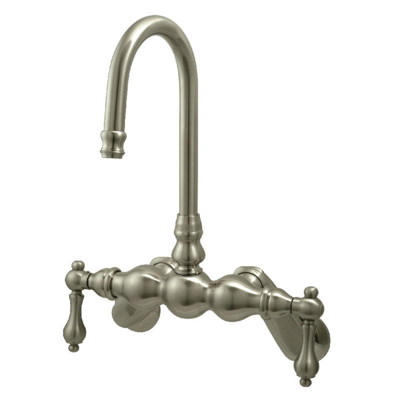 Kingston Brass Vintage Two-Handle 2-Hole Tub Wall Mount Clawfoot Tub Faucet, Brushed Nickel