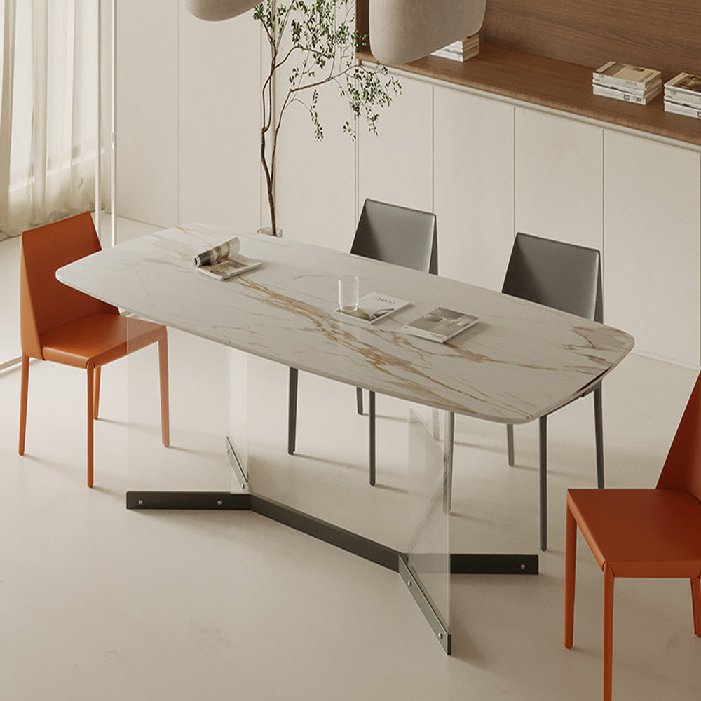 Orren Ellis Light Luxury Style Smooth Rock Slab Dining Table | Wayfair