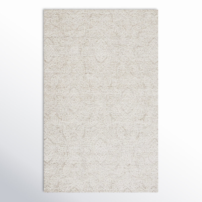 Metcalfe Handmade Tufted Wool Natural/Ivory Area Rug, Rectangle 5' x 8'