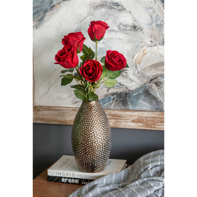 Vase en céramique 5,3 x 5,3 x 11 po avec finition bronze texturée