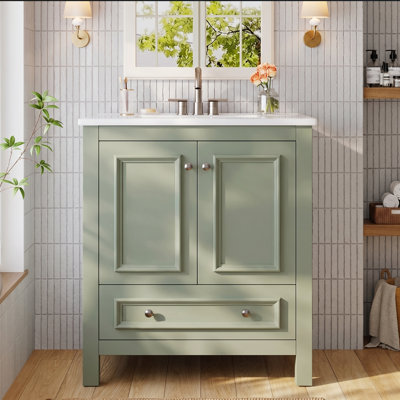 30" Freestanding Bathroom Vanity with Ceramic Sink