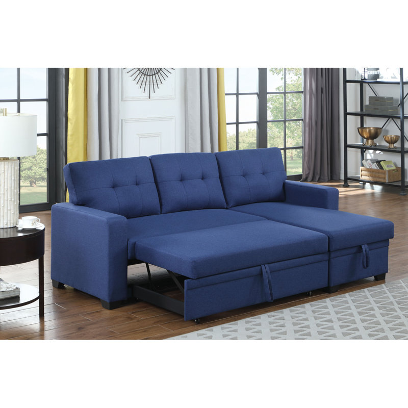 Canapé modulaire rembourré avec méridienne pour le salon, Bleu