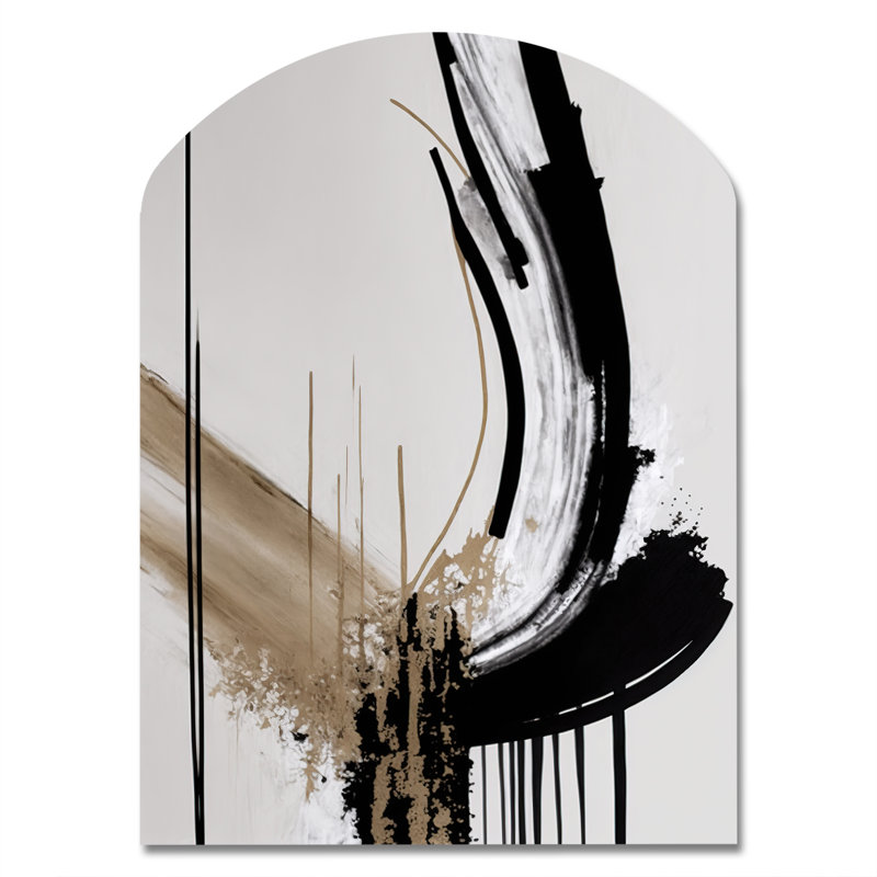 «Golden Minimalist Abstract IV», art mural abstrait en métal, sculpture murale asymétrique en métal, H 34 po x l 25 po