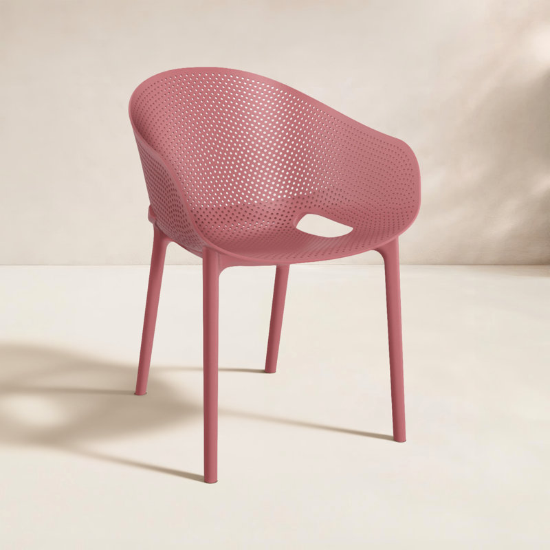 Chaise d'appoint empilable pour patio Farrah, Marsala