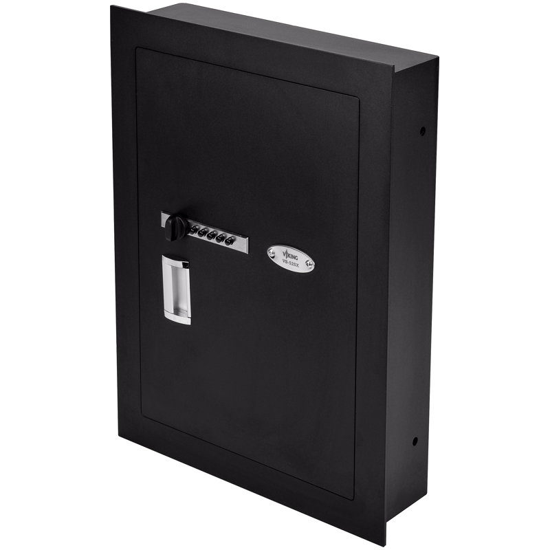 Black Steel Biometric In-Wall Safe with LED Light