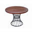 Table de salle à manger compacte 42 po avec plateau en placage de chêne et base piédestal en fer forgé noir