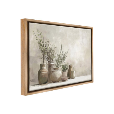 «Cottage Herbs In Pottery Floater Frame» par Imagine It, images sur toile