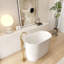 Petite baignoire 39,37 po à surface solide rose - peu encombrante, durable et confortable-111987441