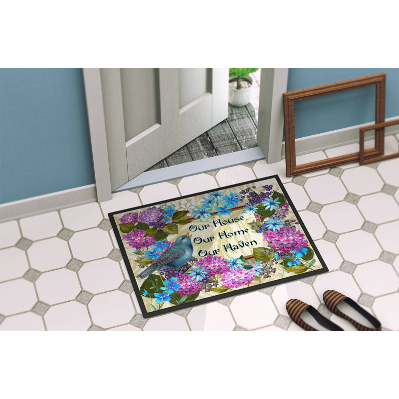 Tapis d'extérieur antidérapant Trezevant Our House Our Home Our Haven, Rectangle 2 pi x 3 pi