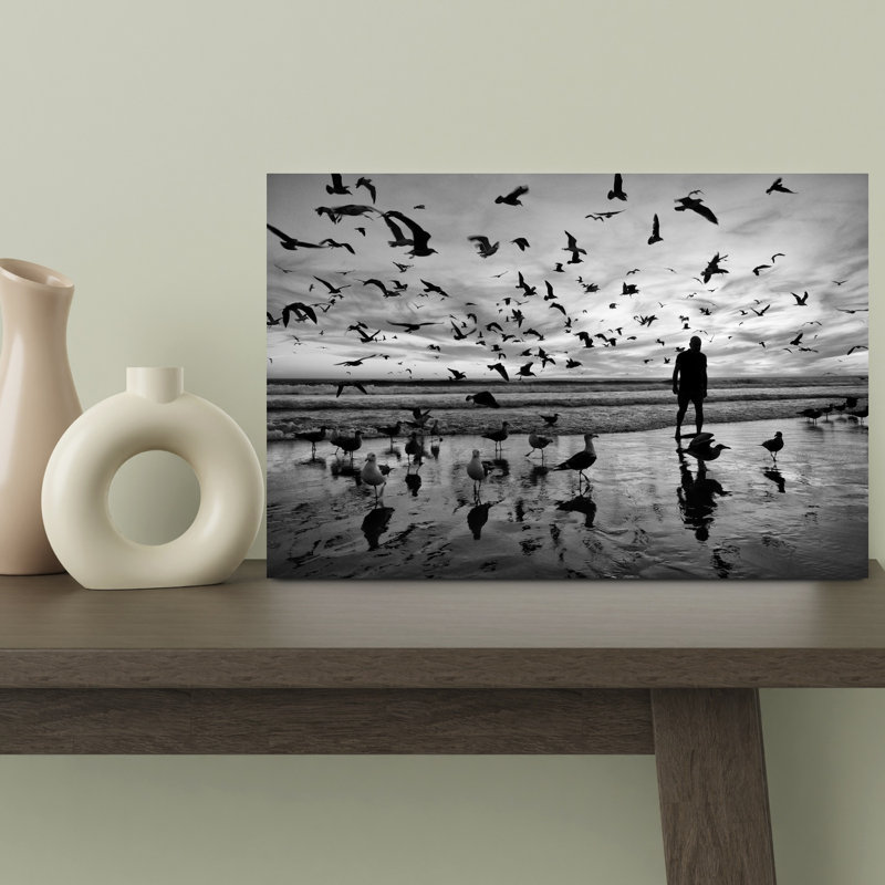 Oiseau de plage solitaire, H 12 po x l 18 po