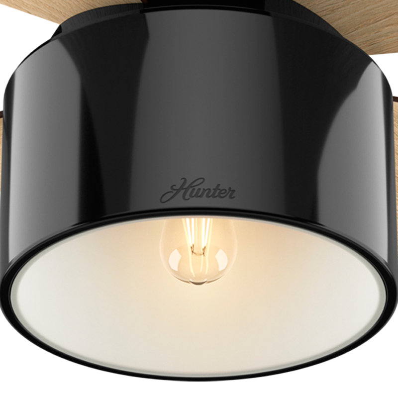 Ventilateur de plafond encastré de 52 po à 4 pales avec lumières et télécommande Cranbrook, Noir lustré