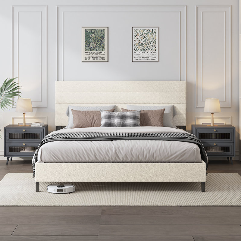 Lit plateforme tapissier Yeudiel, Grand lit, Noir