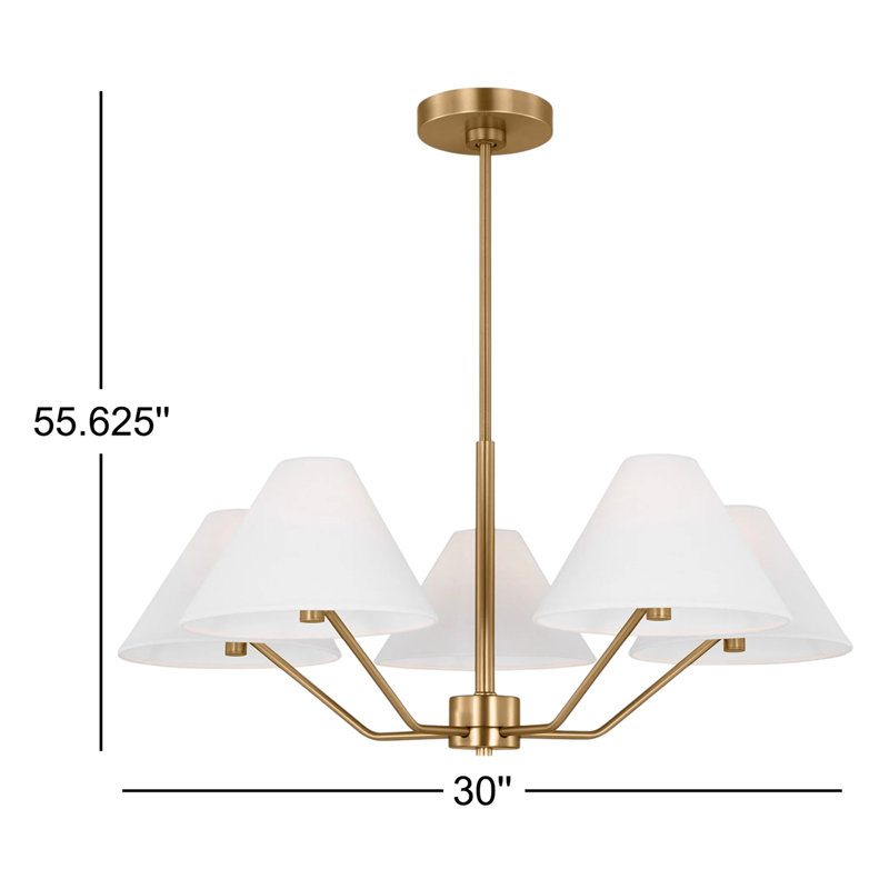 Riesel 5-Light Medium Chandelier, Satin Brass