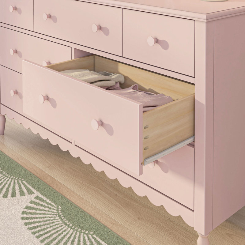 Commode 7 tiroirs Charlotte, rose fleur, Rose fleuri