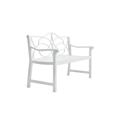 Garden Patio Bench In White - Metal Frame With & Armrest, Strong, Rust-, Protected, Accommodates 2-3 People, Simple Install Seat Construction , Rust-, , Seats 2-3, Assembly