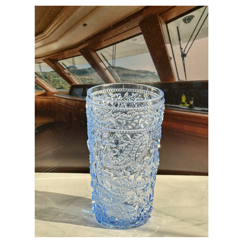 Verres à motif cachemire en acrylique, Bleu, 17 oz liq.
