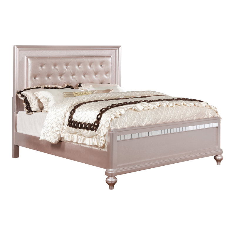 Annistyn Vegan Leather Standard Bed, Rose Gold, Queen