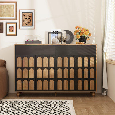 Armoire décorative 59 "à 4 portes avec 2 tiroirs