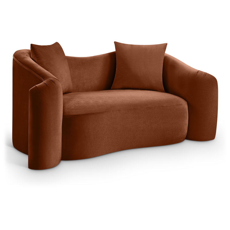 Causeuse en velours Haida, Velours cognac