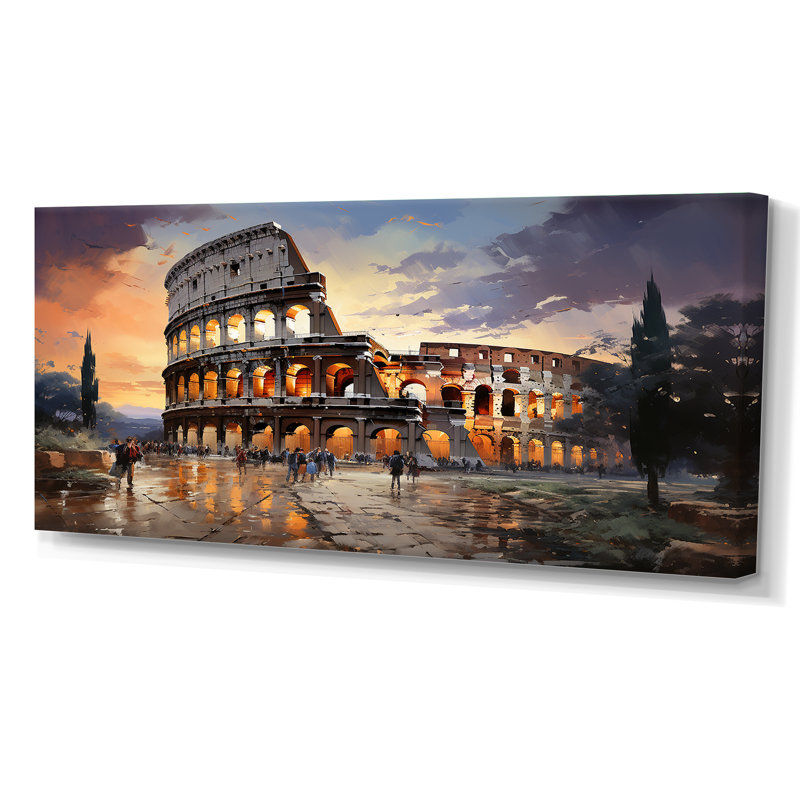 Beige, Italie, Colisée, Colosseo, sur toile, Toile tendue, H 28 po x l 60 po x P 1,5 po
