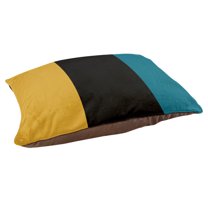 Coussin d'extérieur New York, Petit (l 28 po x P 18 po x H 6 po), Jaune / noir / turquoise