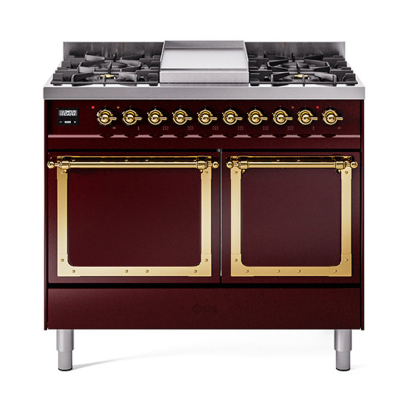 Cuisinière à double combustible ILVE Nostalgie II Series 40 po avec 6 brûleurs scellés (propane liquide, porte pleine)