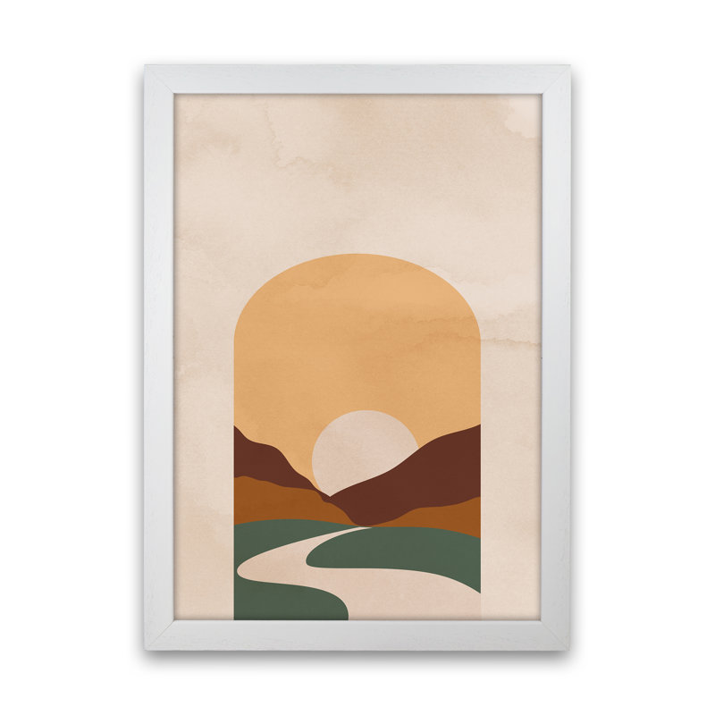 Road Sunset - Print, 63cm H x 46cm W x 3cm D, White Framed