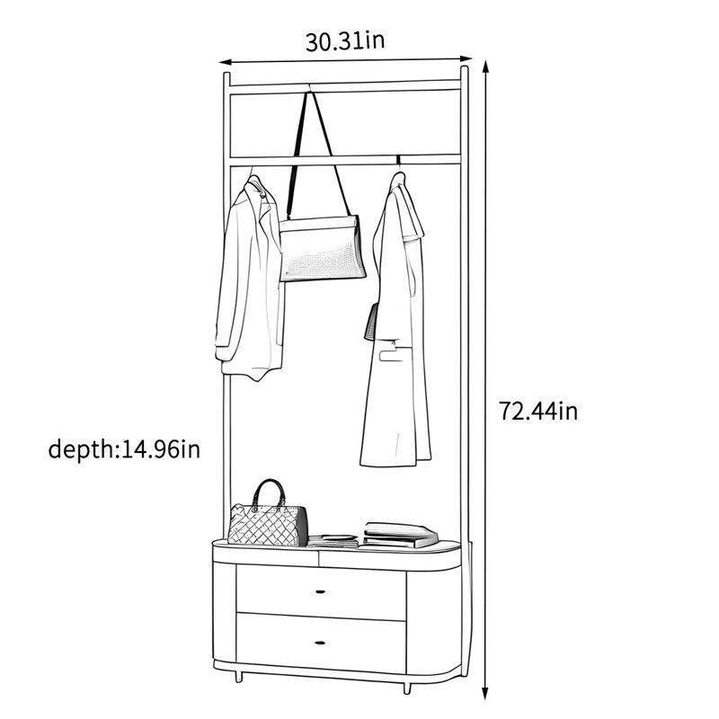Elegant Coat Rack with Saddle Leather