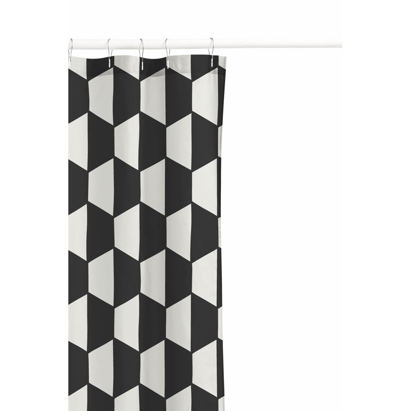 Hex Ultra-Thin Lightweight Shower Curtain, Ivory/Charcoal