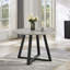 Ensemble de salle à manger 5 pièces Roundhill Furniture Evdo, table à tréteaux ronde et 4 chaises rembourrées, gris et noir-1329688577-1329688578