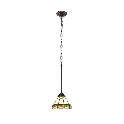 BELLE Daline Tiffany-Style 1-Light Blackish Bronze Finish Mini-Pendant 7" Shade