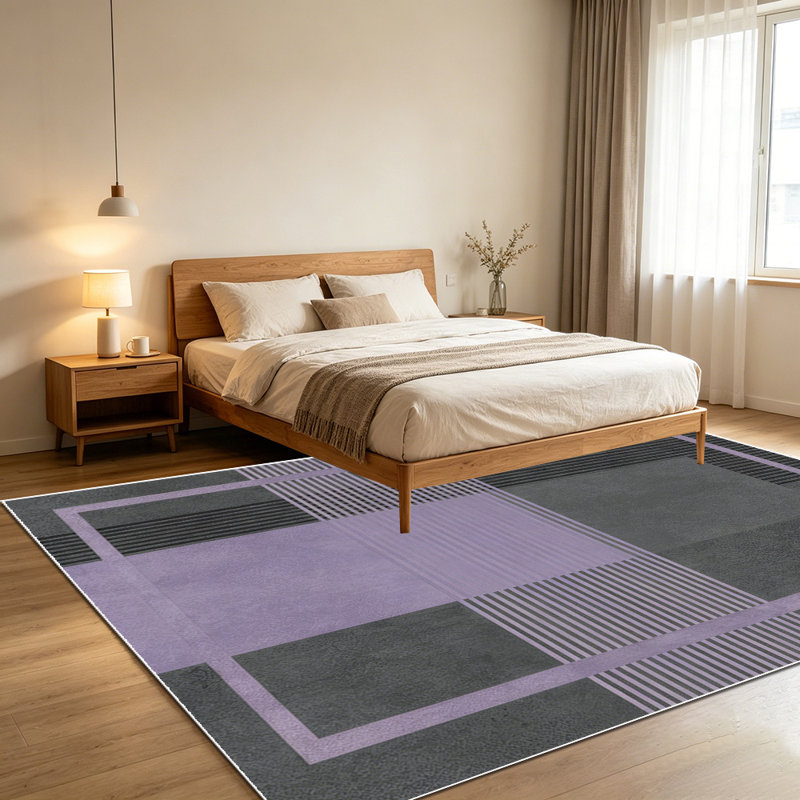1PC Modern Minimalist Linear Geometric Stripe & Grid Pattern area rugs for Living Room, Soft and Comfortable, Suitable for all seasons, easy-to-maintain, machine washable Indoor floor mat, Under Table Farmhouse suitable for living room, dining area,