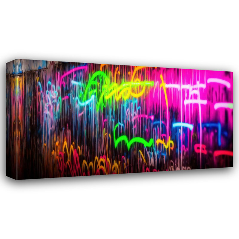 «Subway Neon Graffiti Glowdrips» par Stephen Chambers, impression sur toile tendue, L 18 po x H 15 po