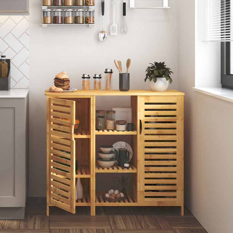 Armoire de rangement de salle de bain 39,3 pouces, armoire de plancher avec 2 portes et 3 tablettes ouvertes