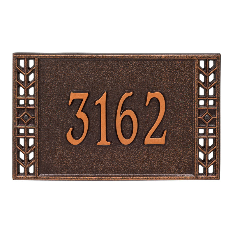 Boston Personalized Standard 1-Line Wall Address Plaque, Antique Copper, Yes