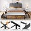 Base de lit avec tête de lit ergonomique, station de charge intégrée-831311565-815706137