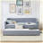 Dark Blue Twin Size Upholstered Convertible Daybed with Tufted Backrest, Trundle, and Storage-129412838