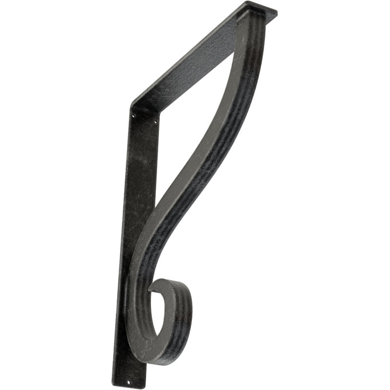 Support simple en fer forgé Ashford, H 15 po x l 2 po x P 12 po, Argent antique