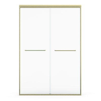 44 - 48 Inches Wide Double Sliding Bathroom Shower Door, 72 High, Semi , 1/4 Inch  6Mm  Tempered Glass, Brushed Gold, Quiet & Collision X High Reversible Installation, Smooth Function