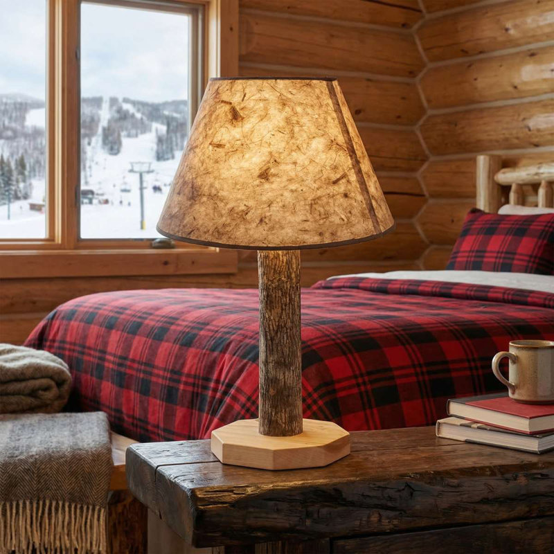 Fireside Lodge Hickory Log Table Lamp without Lamp Shade, No Shade Included