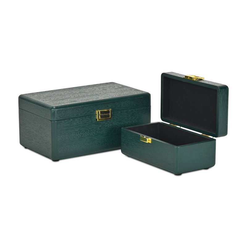 Ensemble de 2 boîtes de rangement en bois Sable, Vert