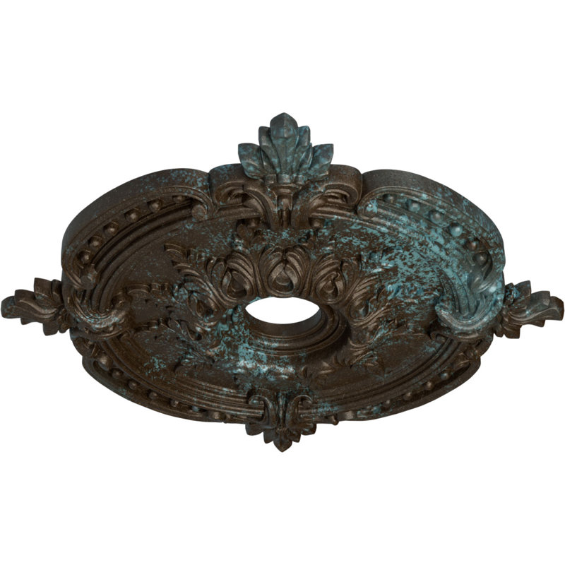 Endurathane Benson Classic Ceiling Medallion, 28 3/8"OD x 3 3/4"ID x 1 5/8"P (Fits Canopies up to 6 1/2"), Hand-Painted Bronze Blue Patina Finish