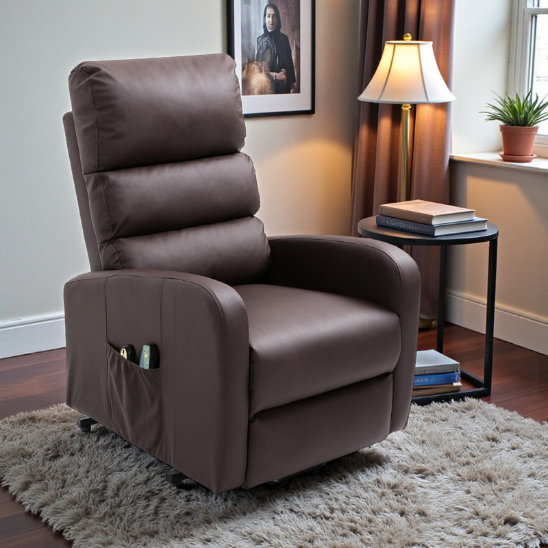 Desirrae Faux Leather Heated Massage Chair, Brown