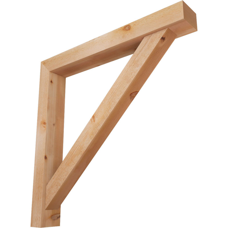 Traditional Block Bracket w/ Offset Brace, 6"W Western Red Cedar (Rough Sawn), 44 x 44