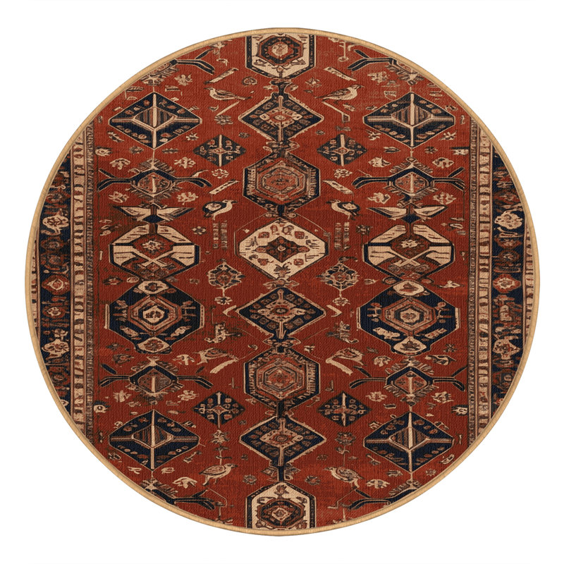 Tapis brun lavable à la machine, Rond 5 pi