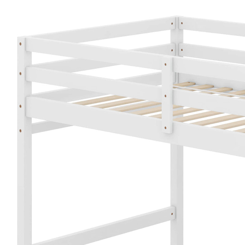 Lit mezzanine simple avec plate-forme échelle, Blanc