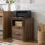 22" Large Tabletop Round Corner Nightstand with Charging Station Fluted Design with 2 Drawers-1447667027